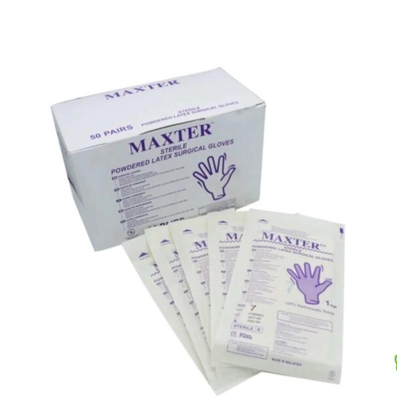 دستکش جراحی کم پودر Maxter بسته 50 عددی